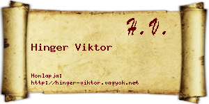 Hinger Viktor névjegykártya